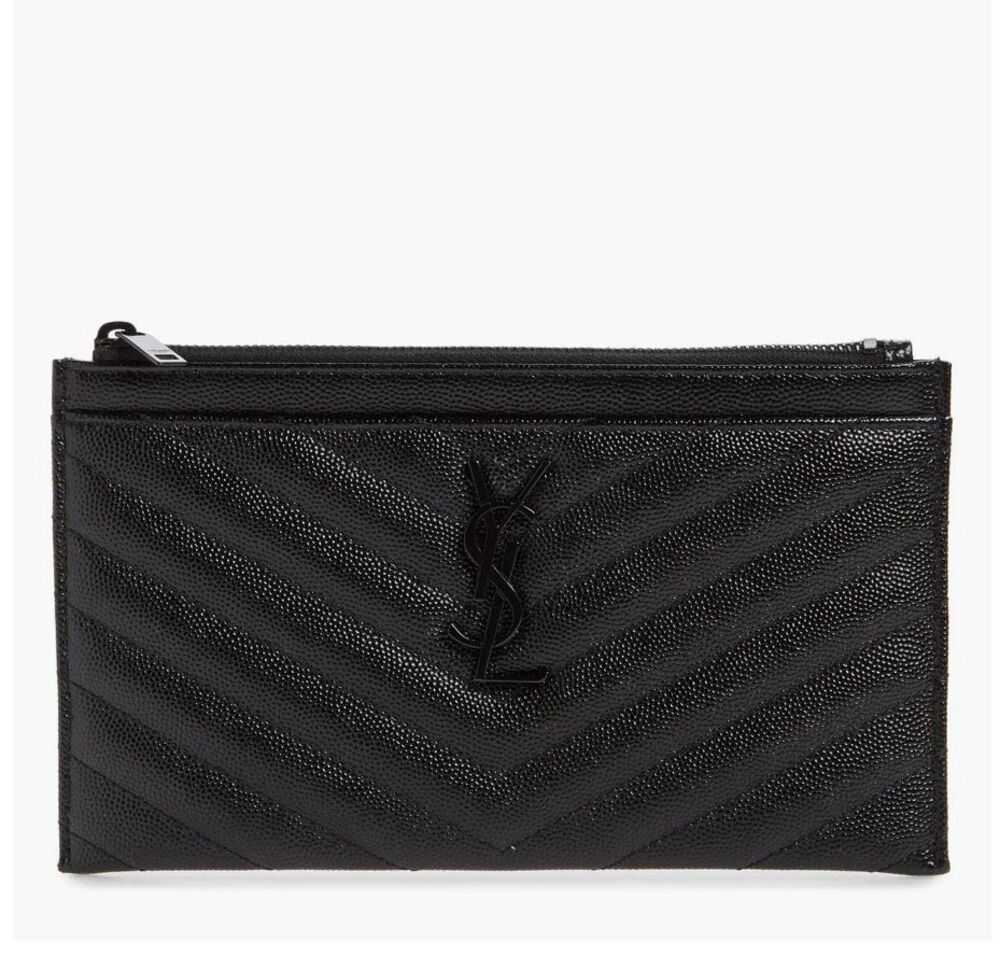 Saint Laurent Monogramme Quilted Calfskin Zip Pouch | Black